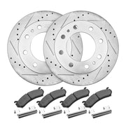 Front & Rear Brake Kit Drilled & Slotted Rotors for 2002-2006 Chevrolet Avalanche 2500 8-Lug (8-Stud) & 2002-2004 Chevrolet Silverado 2500 Manual Transmission Models